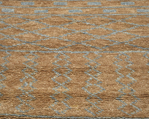 8 Feet Moroccan Brown Hand Woven Wool Runner Rug